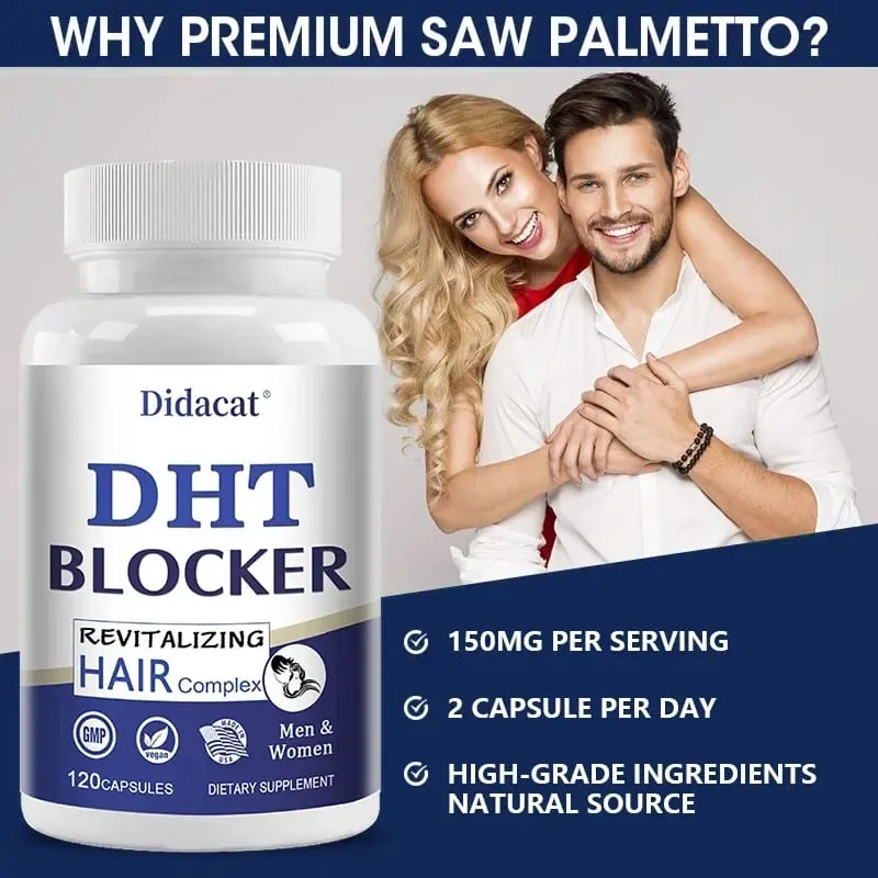 Didacat Advanced DHT Blocker Hair Growth Supplement for Hereditary Thinning Hair - for Men and Women Hair Loss