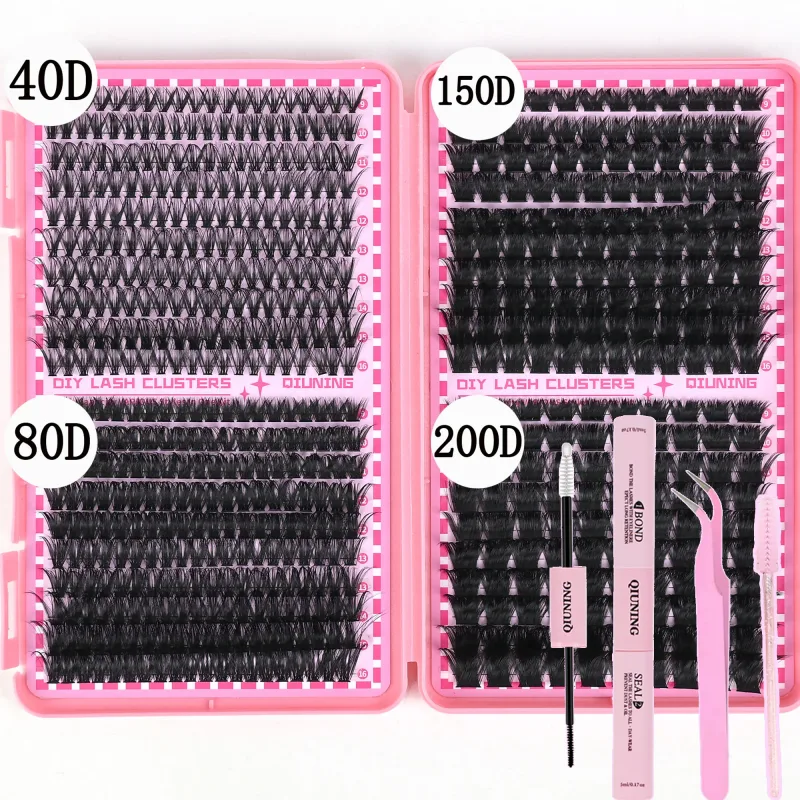 800 pçs kit de extensão de chicote diy clusters kit de extensão de cílios kit com lash bond e pinças de chicote de vedação
