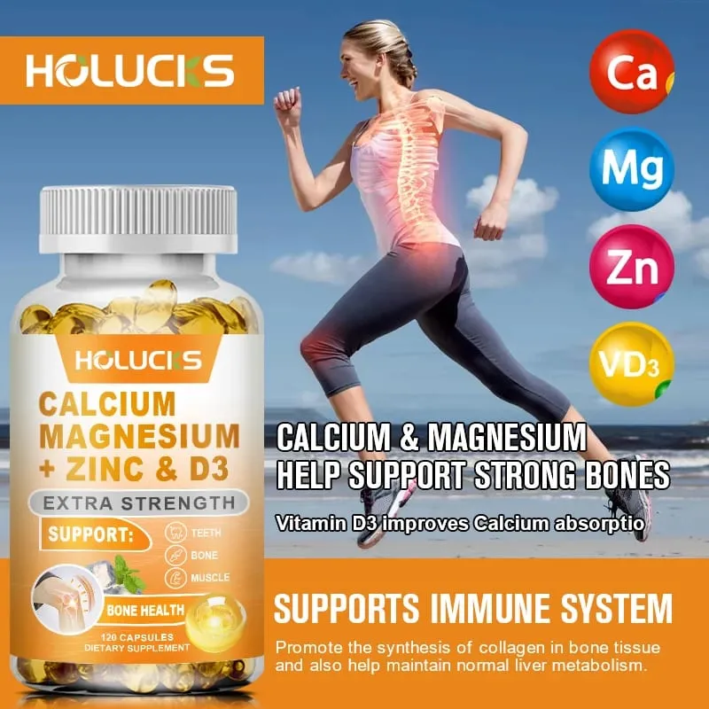 Organic Calcium Support Supplements with Magnesium Zinc & D3 Strengthen Bone Teeth & Nerve Wellness for Daily Life