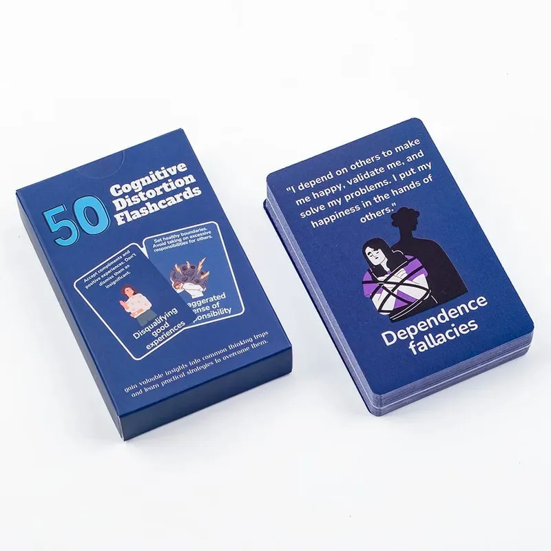 50 flashcards de distorção cognitiva identificam armadilhas de pensamento estratégias práticas de bem-estar mental jogo de tabuleiro de gerenciamento emocional