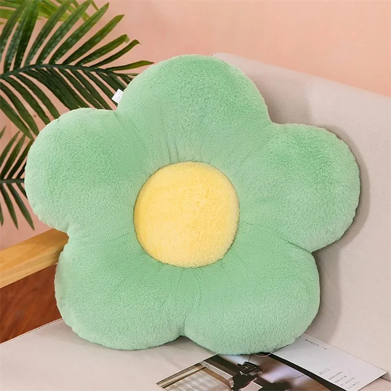 Practical 35cm Kawaii Colorful Flower Plush Pillow Cushion Soft Sunflower Plant Mat Stuffed Sofa Bed Sleeping Back Decor Gifts