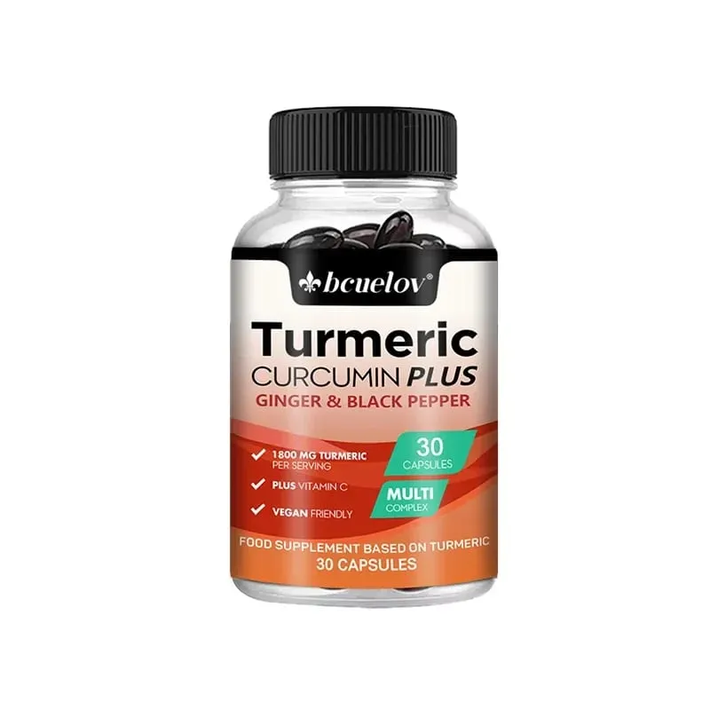 Suplemento de cúrcuma com extrato de curcumina, gengibre e pimenta preta para apoiar a mobilidade articular e a saúde muscular e óssea