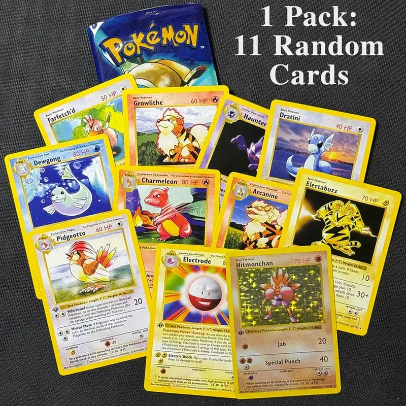 Pacote de reforço 11 unidades/saco 1ª edição pacote de cartas colecionáveis ​​charizard coleção de jogos de reforço de batalha brinquedos para meninos presente