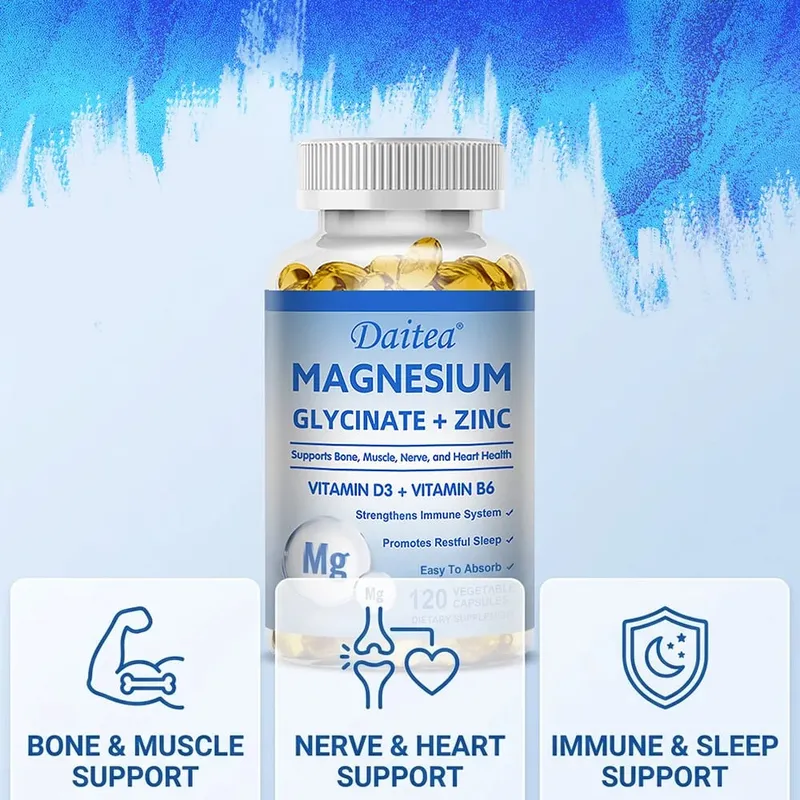 Glicinato de magnésio + zinco - melhora a qualidade do sono, promove a saúde cardiovascular dos ossos e do coração, promove a digestão intestinal