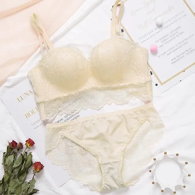 Sexy push up sutiã conjunto de lingerie-confortável sem fio renda roupa interior massagem palma copo para elevador 75c/80c/85c — image 12