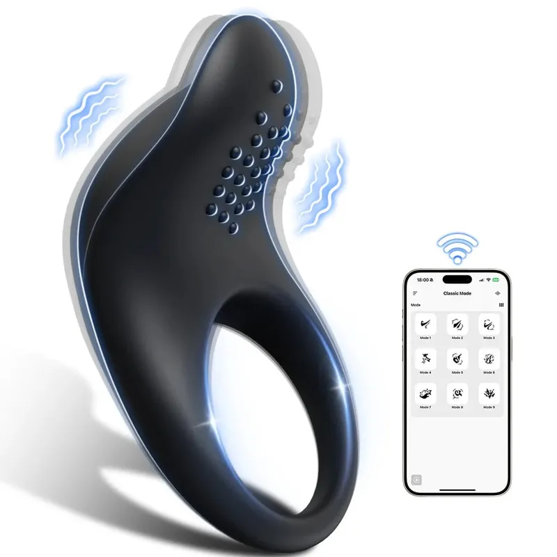 Anel peniano com controle por aplicativo, vibrador para homens, atraso na ejaculação, anel peniano, brinquedos sexuais, bloqueio de pênis, anel peniano adulto, suprimentos sexuais masculinos 18 + — image 1