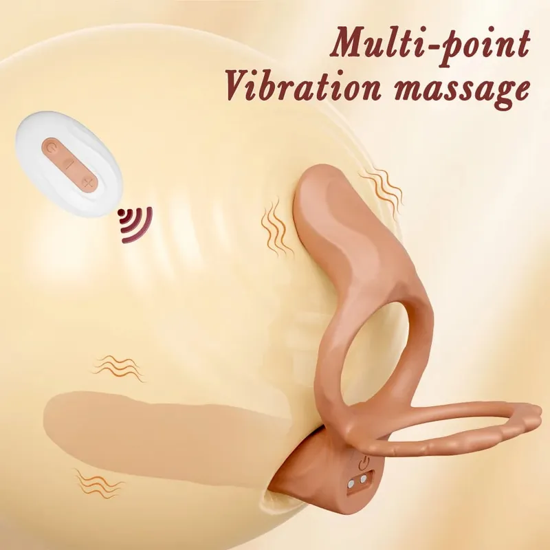 Vibrador de penetração dupla para casal, anel peniano de sêmen, anel peniano, ampliação do pênis, brinquedos sexuais vibratórios retardados para homens adultos