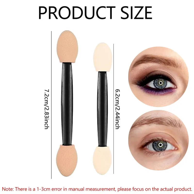 50/200 pçs aplicadores de sombra dupla face escova de sombra de olho pincéis de esponja de maquiagem para meninas ferramenta cosmética aplicadores de beleza