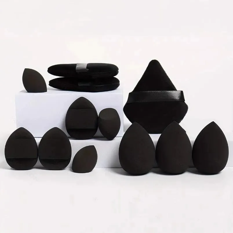 Conjunto de esponja de maquiagem com 12 peças, essencial para iniciantes, cosméticos, fácil de aplicar, conjunto de esponja de base de maquiagem