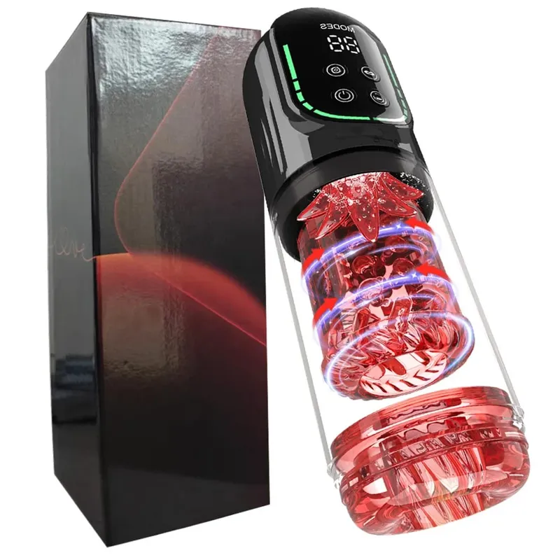 Masculino masturbador automático copo pênis bomba 7 impulso rotativo vibratório sucção lambendo modos buceta boquete brinquedos sexuais para homem