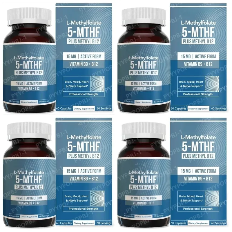 L Metilfolato 5 MTHF 15mg Mais Metil B12 Vitamina B9 Forma Ativa Suplemento Nutricional 60 Cápsulas