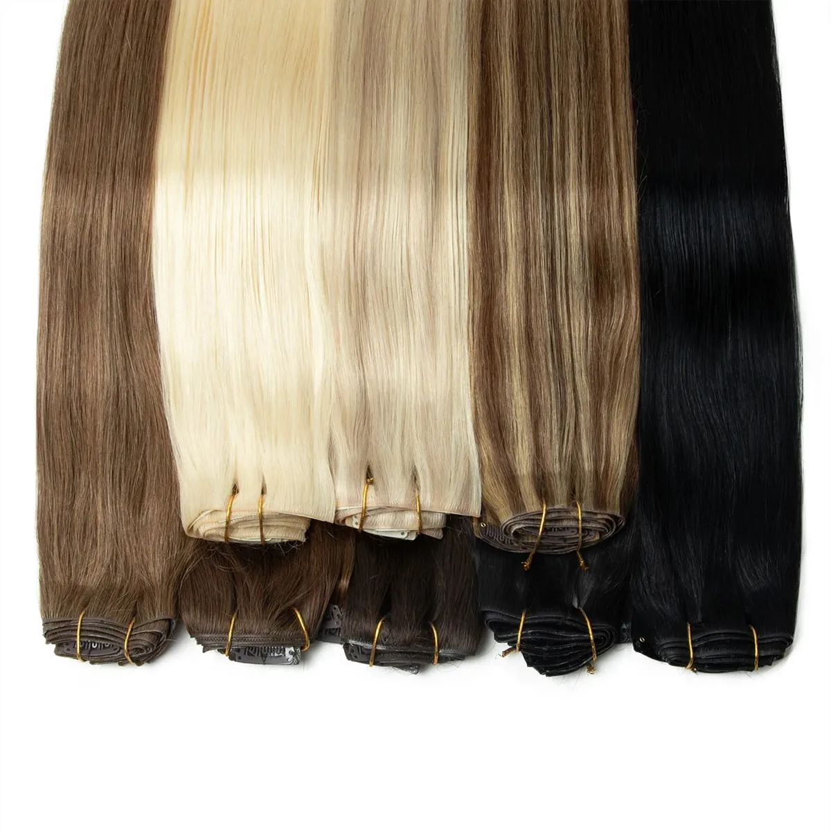 PU Seamless Clip In Hair Extensions Real Natural Invisible PU Tape Weft Clip Ins Machine Remy 12-24inch Invisible Clip Ins 7PCS