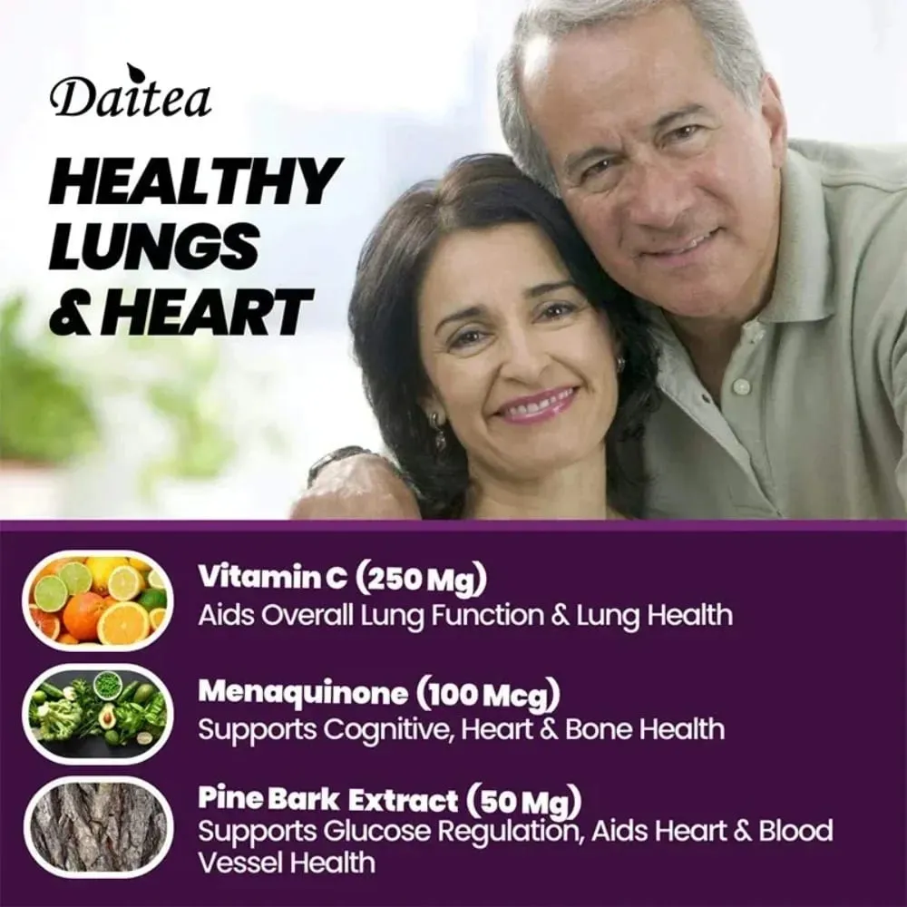 Suplemento de suporte pulmonar para limpeza e desintoxicação pulmonar com quercetina, bromelaína, vitamina C e cordyceps para suporte respiratório pulmonar