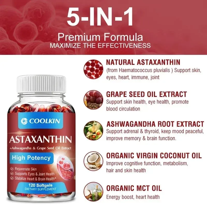 Astaxanthin - Promotes Cardiovascular Health Speeds Up Metabolism Supports Eye Joint and Skin Health — image 4