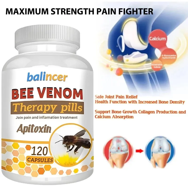 Premium Bee Venom Extract Capsules Immune Boosting Antioxidant Joint and Bone Supplement Non-GMO 120 Capsules