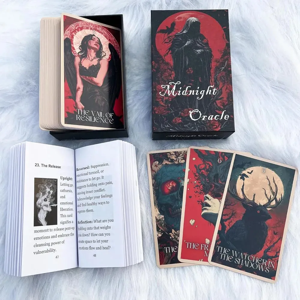 Midnight Oracle Card Deck Cartões temáticos de fantasia escura gótica inclui instruções de papel perfeitas para entusiastas e colecionadores