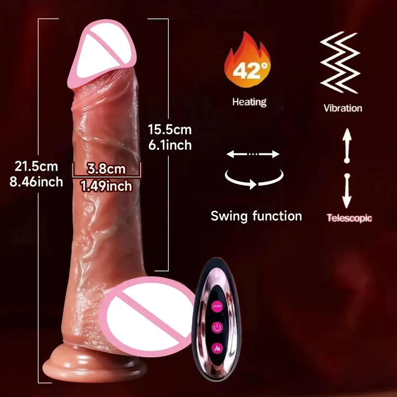 Vibrador realista telescópico vibrador feminino masturbador empurrando pau grande silicone masturbação pênis adulto brinquedos sexuais para mulher