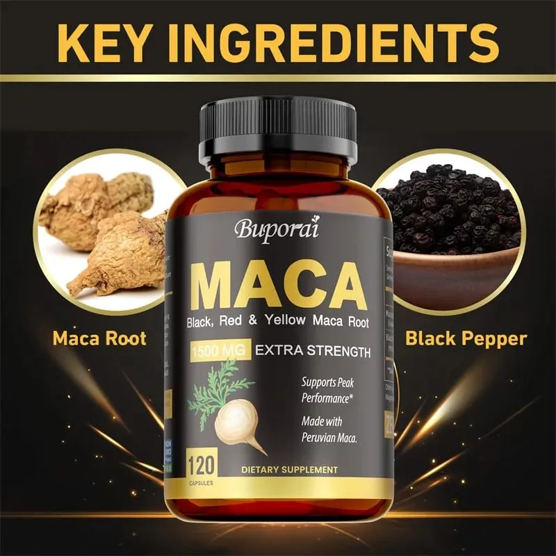 Cápsulas de Maca - Reduz a fadiga Equilíbrio hormonal Regula o humor Melhora o desempenho atlético Aumenta a energia e a resistência