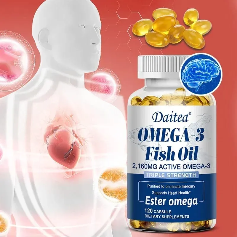 Omega 3 Fish Oil - EPA & DHA Highest Potency for Joint & Brain Support Heart Health Eyes