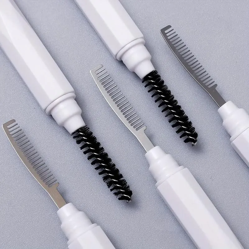 (.) 1Pc Eyebrow Make Up Brushes Dual Ended Brow Comb Makeup Brush Stainless Steel Eye Lashes Roller Eyelashes White Beauty Tool