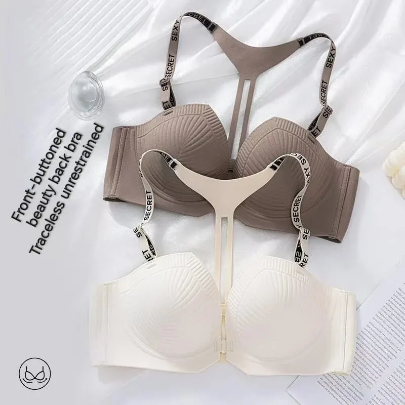 2025 sem costura sem costas fechamento frontal push up sutiã com alças de carta em forma de y anti-flacidez para mulher lingerie sexy