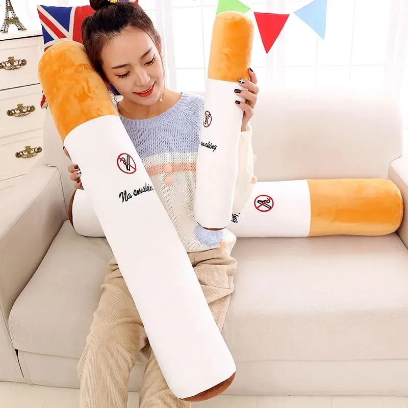 Agradável criativo fumar cilíndrico almofada de dormir travesseiro de cigarro brinquedos de pelúcia moda namorado presente de aniversário