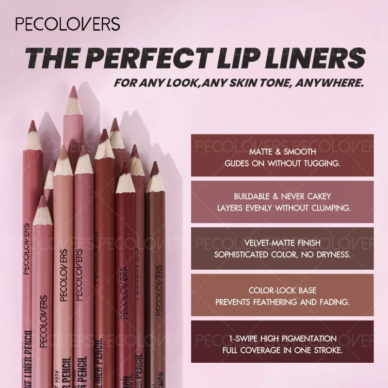 Delineador labial fosco, segundo contorno labial, lábios volumosos e charmosos, sem secagem, cosméticos labiais à prova d'água, adequados para iniciantes