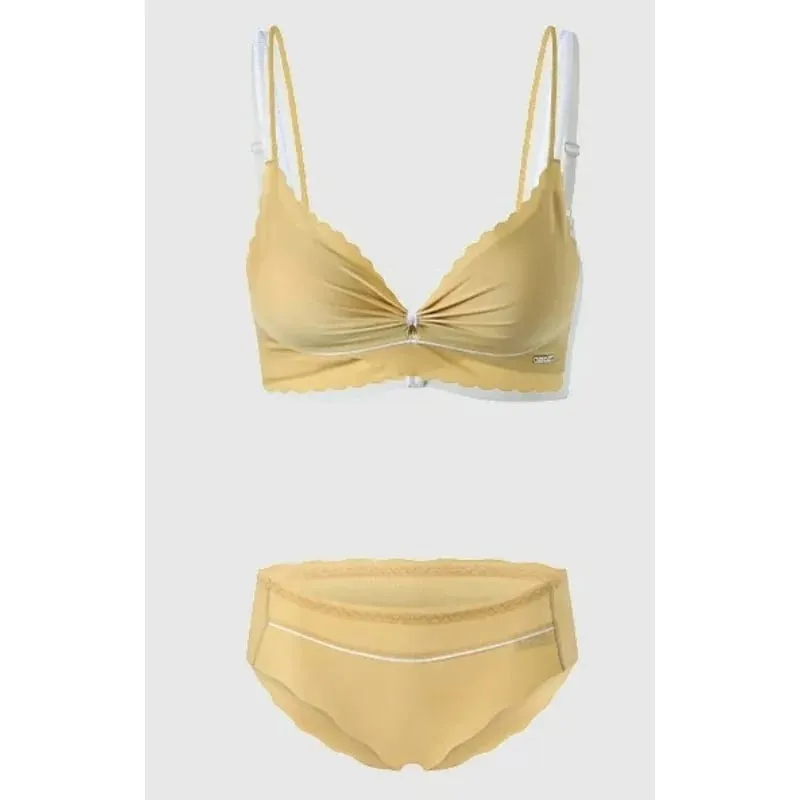 Hot Sweet Cute Lingerie Set Women Wireless Bra Thin Cup Push Up Support Large Bust Minimizer Daily Home Wear Plus Size S-XL Set — image 2