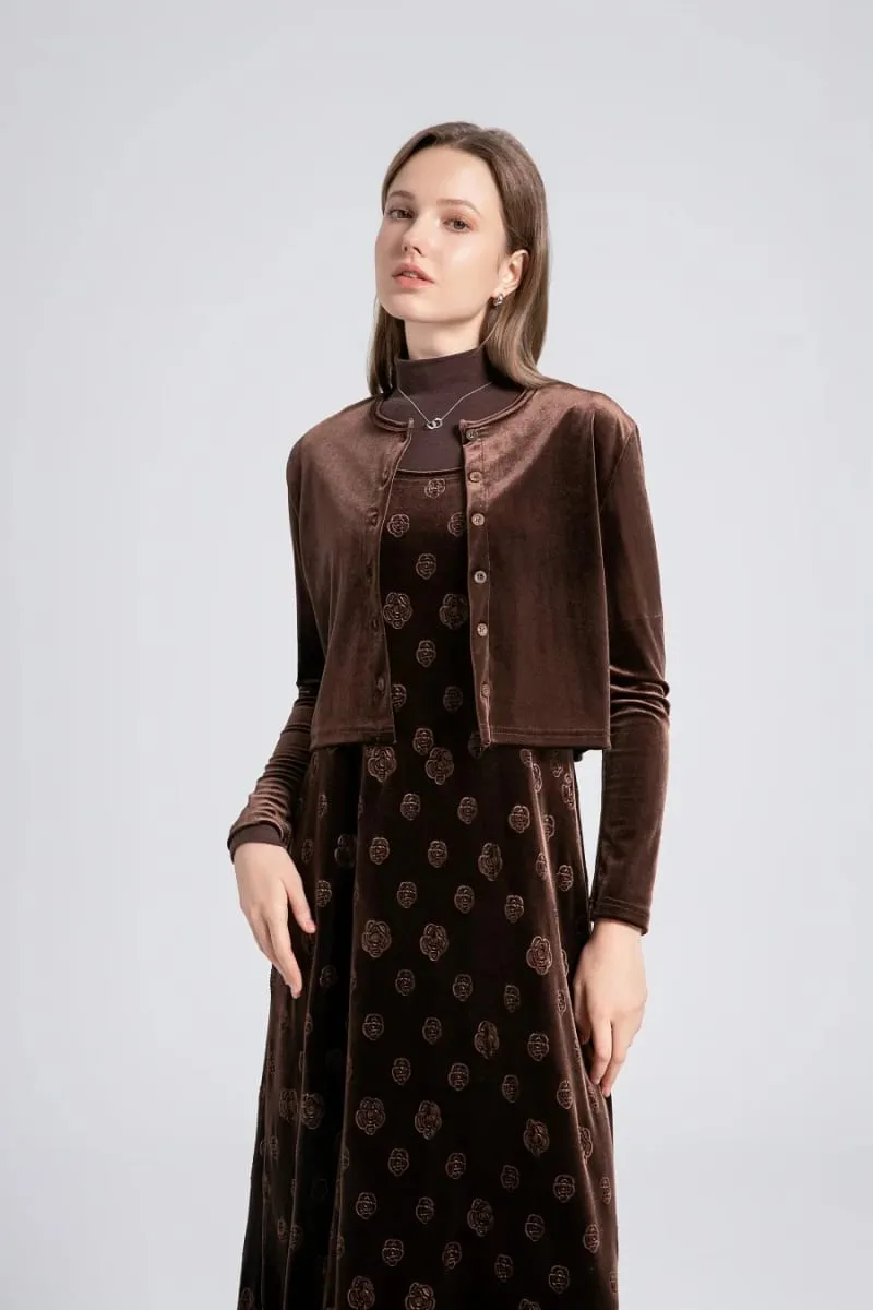 AS 2024 roupas femininas de veludo outono-inverno vestido com alça ajustável + tops básicos + cardigã + vestido sem mangas (envio em 1 dia)