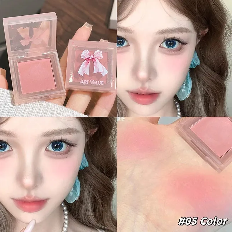 ART VALUE 6Pcs Makeup Set Include 4pc Velvet Nude Matte Liquid Lipstick And 1pc Face Blush Palette With Necklace Gift Cosmetics