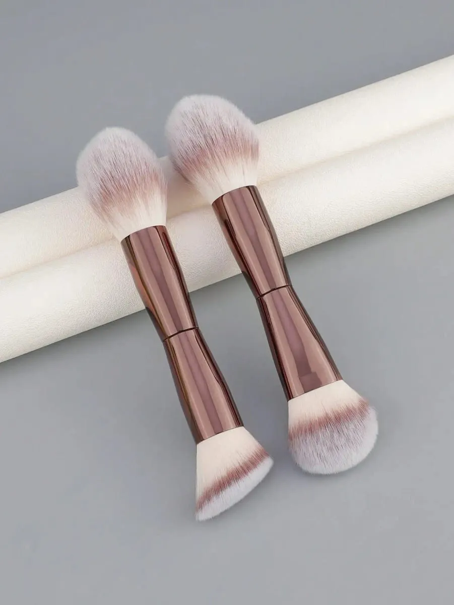 Conjunto de pincéis de maquiagem facial 1/2, pincéis de maquiagem de ponta dupla para base, contorno, pó, blush, iluminador e corretivo
