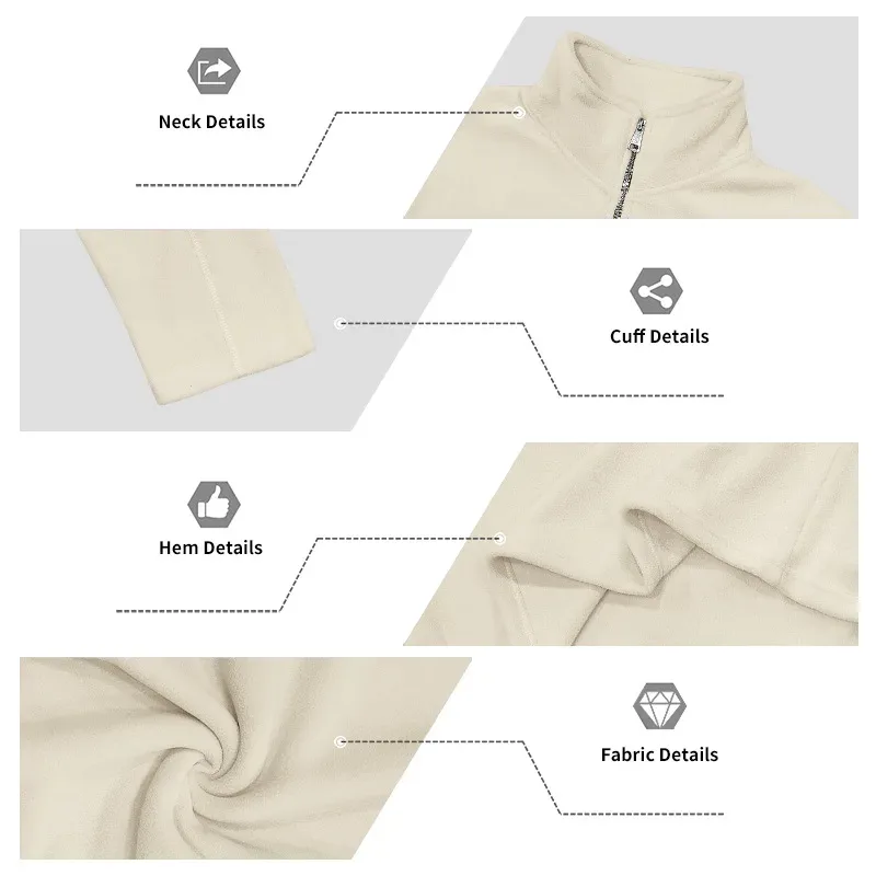 Men's Quarter Zip Polar Fleece Pullover Stand Collar Long Sleeve Casual Warm Sweatshirt For Autumn Winter Daily Commute Wear