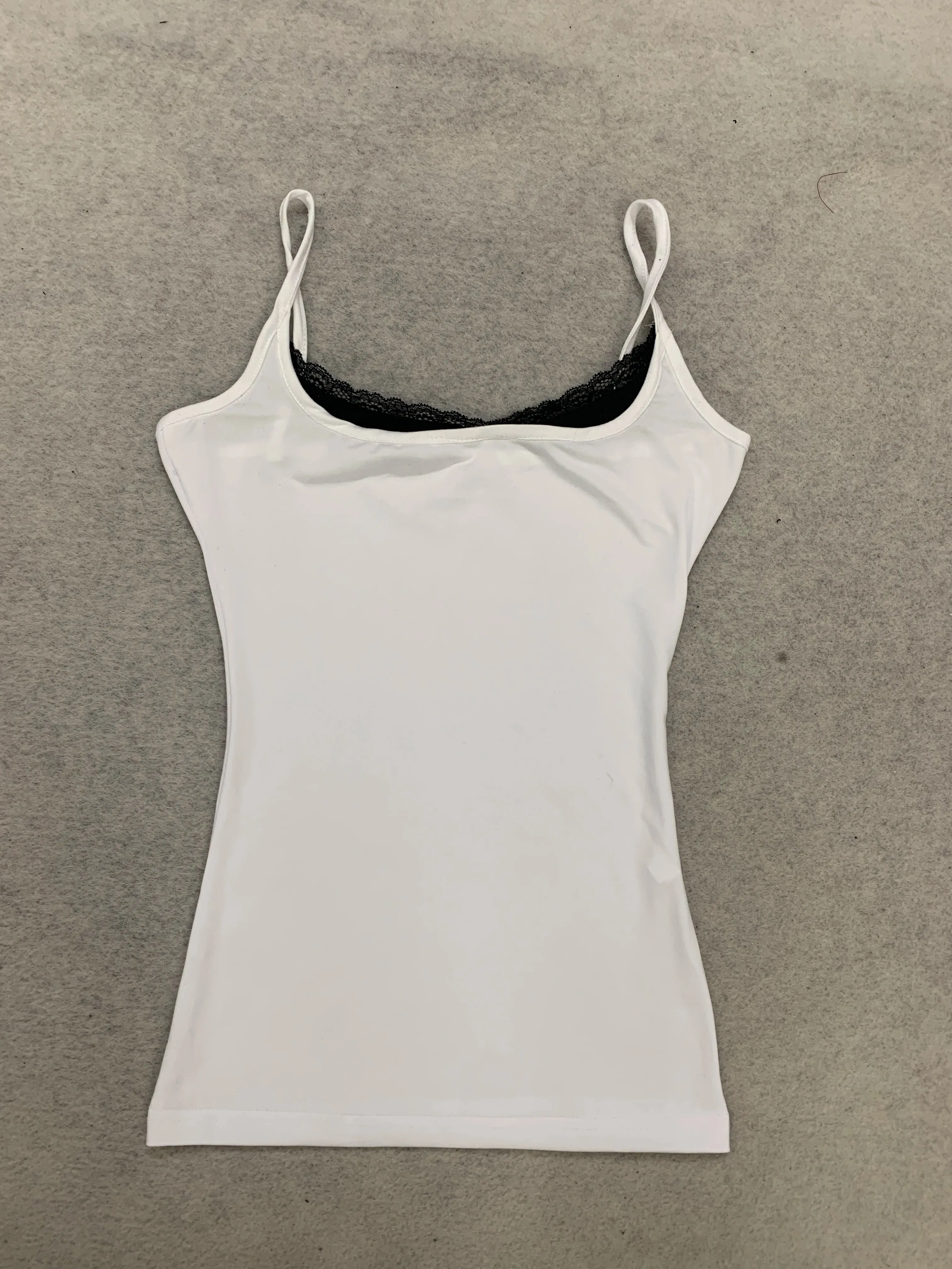 Y2K Hot Girl Regata de cor sólida com alças finas, renda lateral, ajuste fino, sem mangas, casual, alça de rua