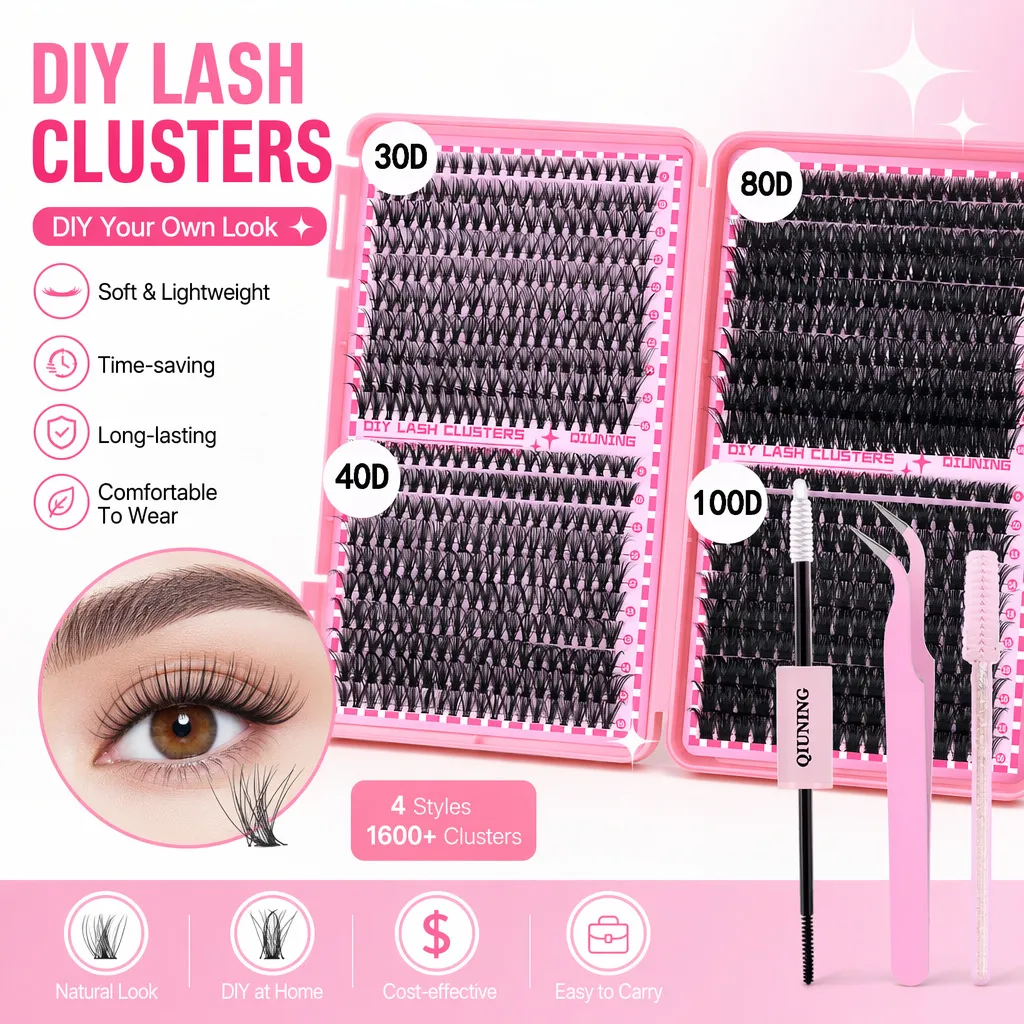 800 pçs kit de extensão de chicote diy clusters kit de extensão de cílios kit com lash bond e pinças de chicote de vedação