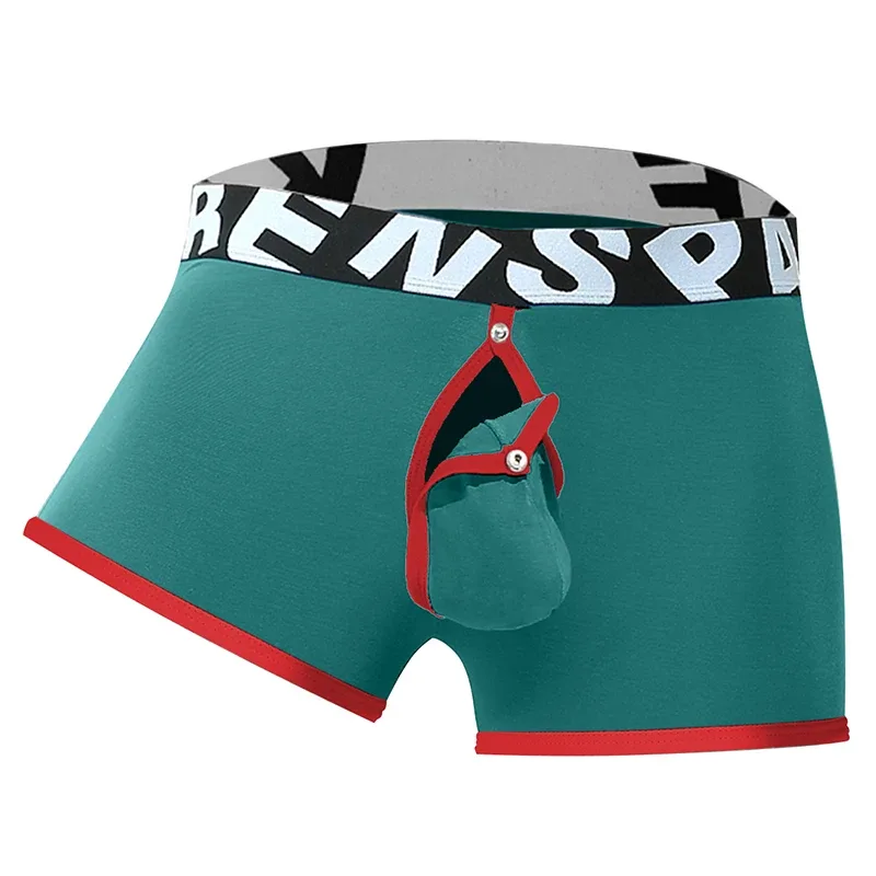 Mens Sexy Boxer Underwear Open Back Underpants Removable U Convex Pouch Panties Middle Waist Knickers