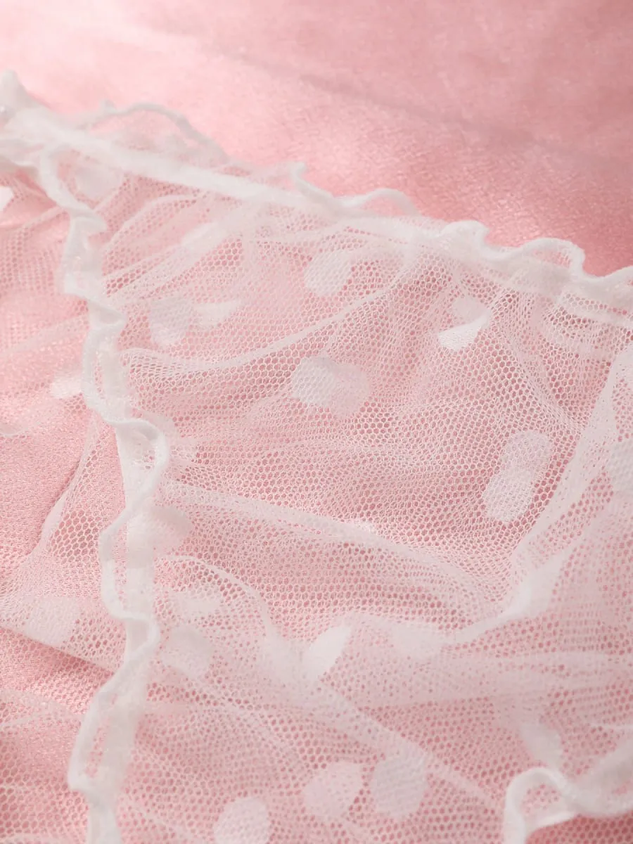 Conjunto de lingerie de design semi-transparente com padrão de bolinhas, top e calcinha, roupas femininas — image 6