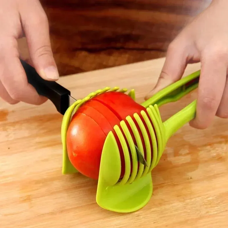 Fatiador portátil de cozinha em aço inoxidável, laranja, limão, tomate, clipe de corte, fatiador de frutas, cebola, acessório de cozinha