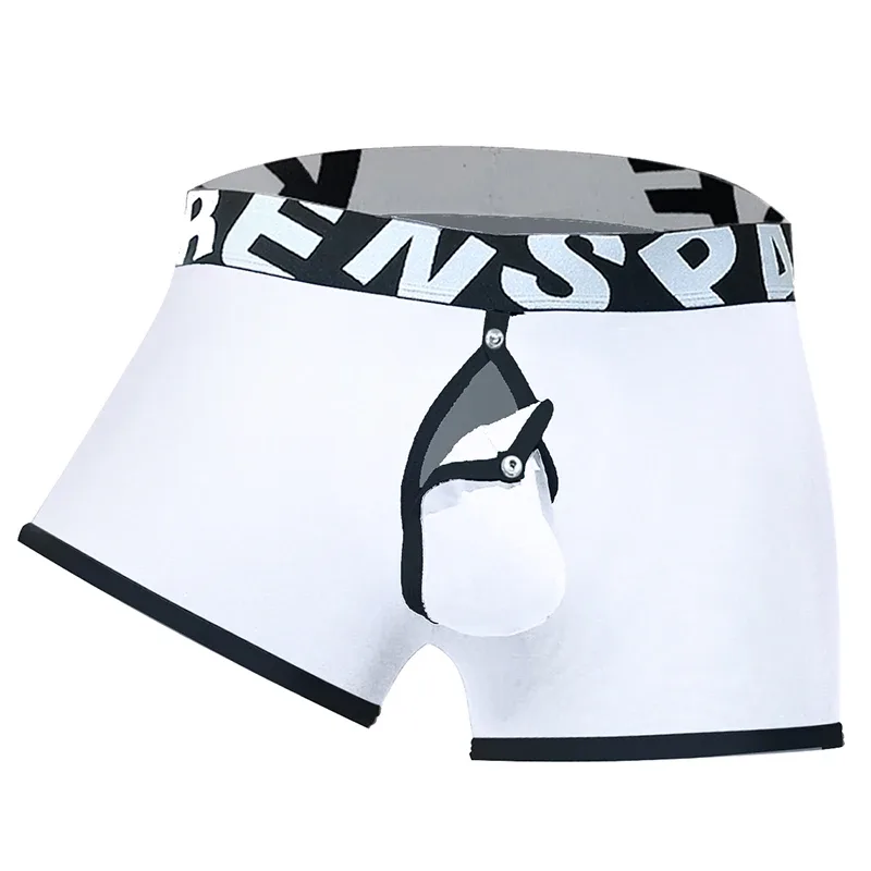Mens Sexy Boxer Underwear Open Back Underpants Removable U Convex Pouch Panties Middle Waist Knickers