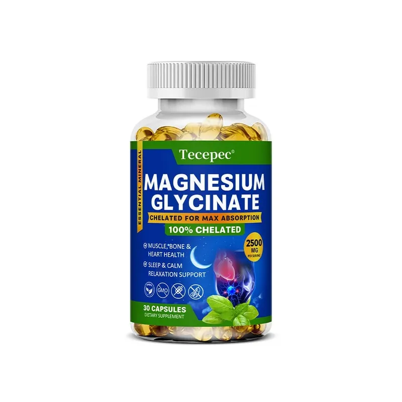 Magnesium Glycinate Supplement Highly Absorbed Supports Muscle Relaxation and Recovery Maximum Bioavailability 120 Capsules