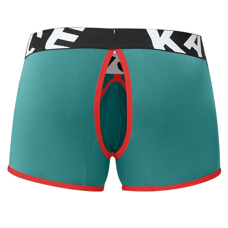 Mens Sexy Boxer Underwear Open Back Underpants Removable U Convex Pouch Panties Middle Waist Knickers