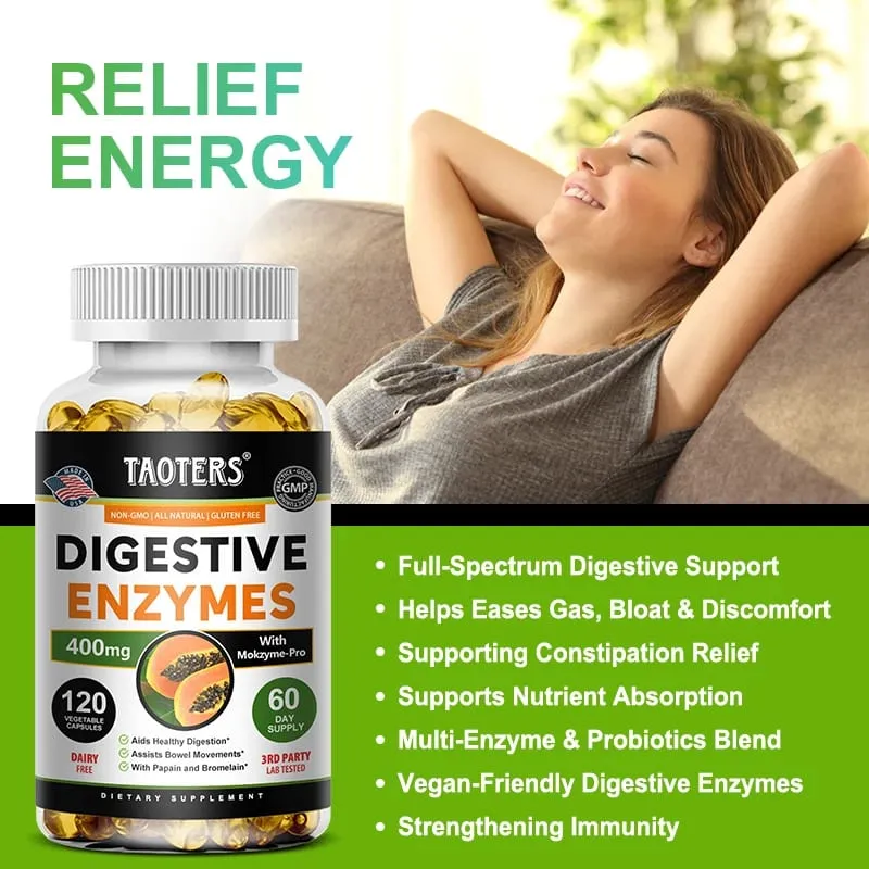 Enzimas digestivas contendo papaína e bromelaína ajudam a apoiar a digestão, melhorar a saúde intestinal, aumentar o metabolismo, melhorar a pele opaca