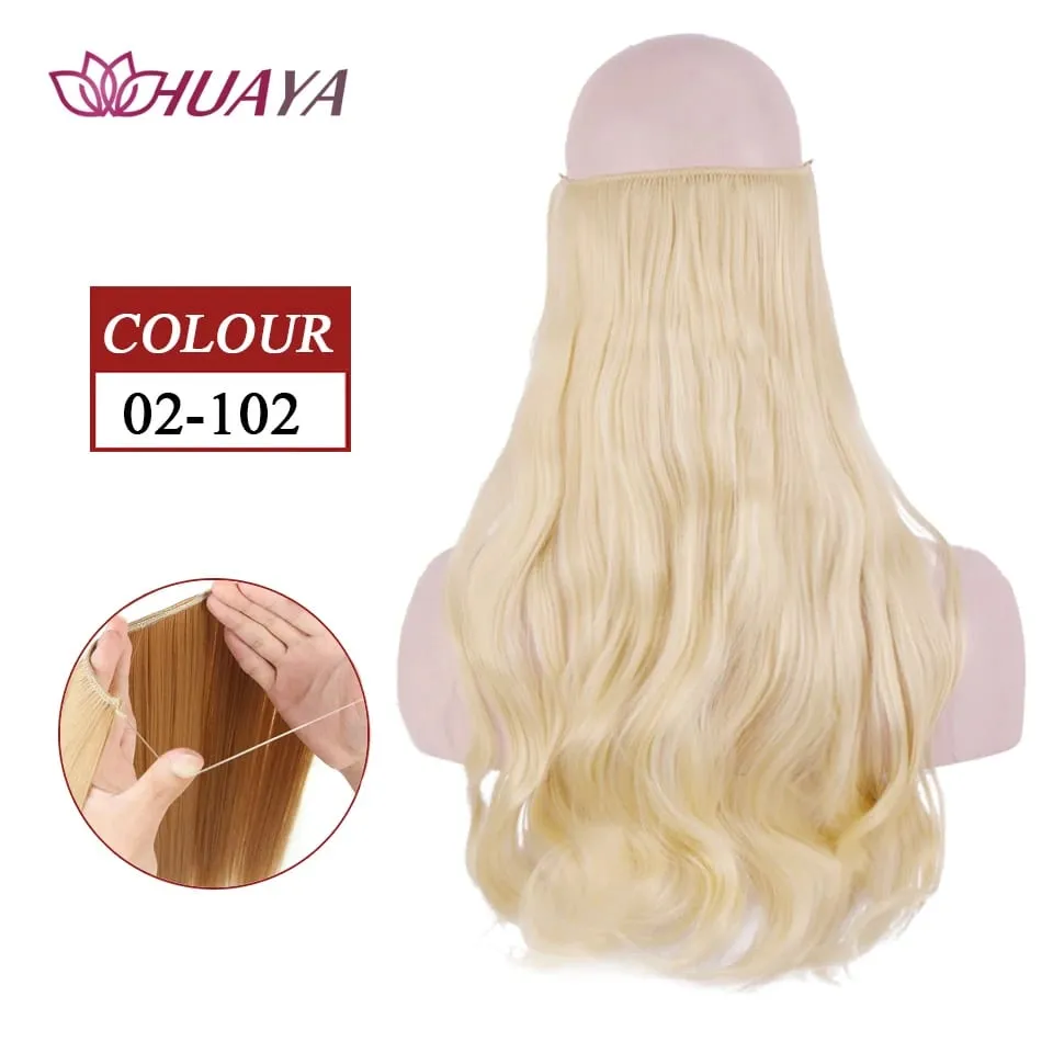Synthetic Long Straight Invisible Wire No Clips In Hair Extensions Fake Hair Pieces Secret Fish Line Hairpieces For Women