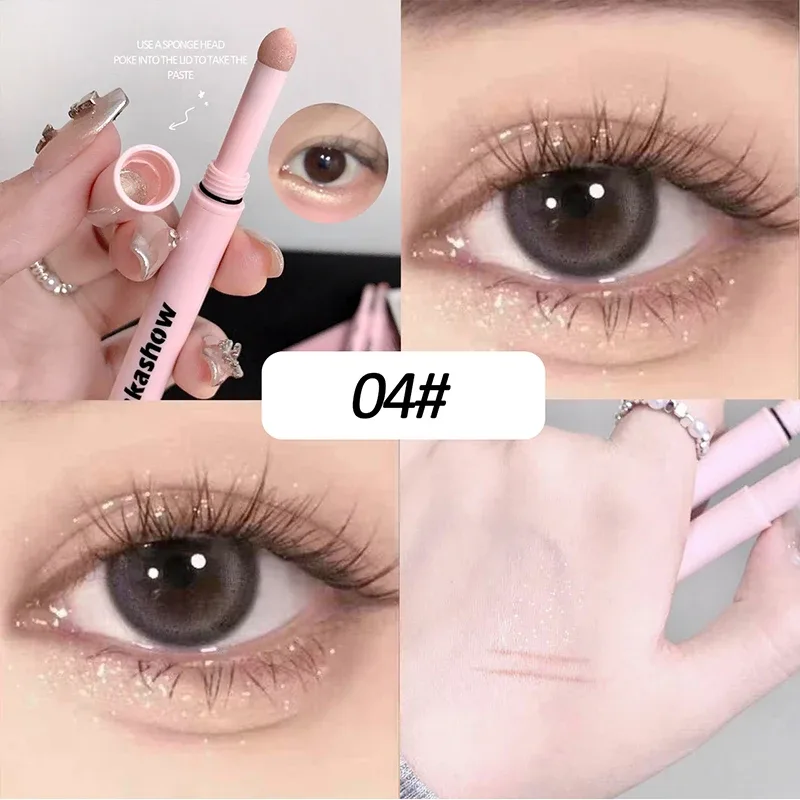 Caneta delineadora de seda em formato de meia lua, cabeça dupla para dormir, bicho da seda, diamante, glitter, fosco, aegyosal, creme iluminador para os olhos