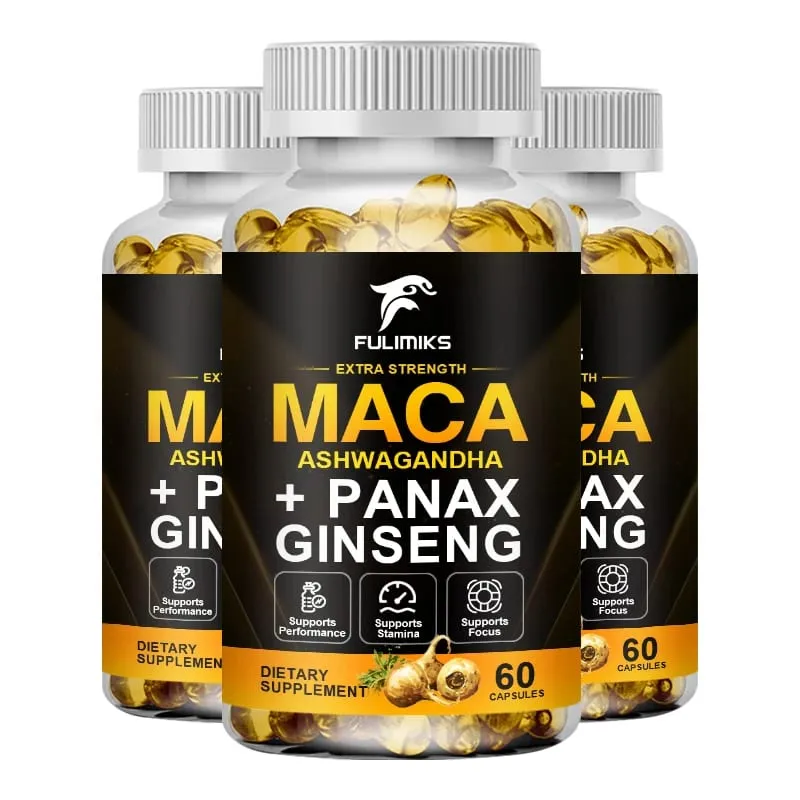 三重瑪卡混合物與人參和南非醉茄補充劑支持生殖健康荷爾蒙平衡肌肉和緩解壓力