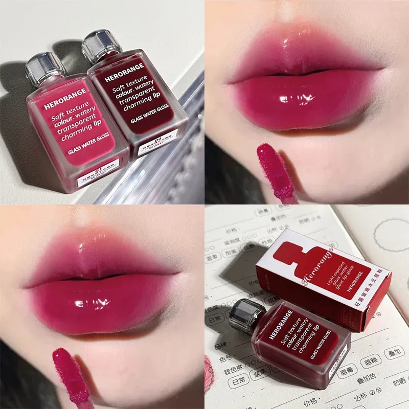 Water-Glow Mirror Lip Gloss Long Lasting Moisturizing Hydrating Lip Tint Makeup Skin-Brightening Lipstick Korean Women Cosmetic
