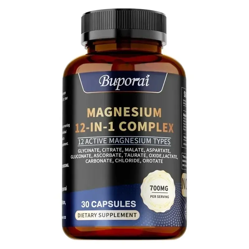 Magnesium Complex Capsules - Promotes Bone Heart and Muscle Health Soothes Nerves Boosts Natural Energy Improves Immunity