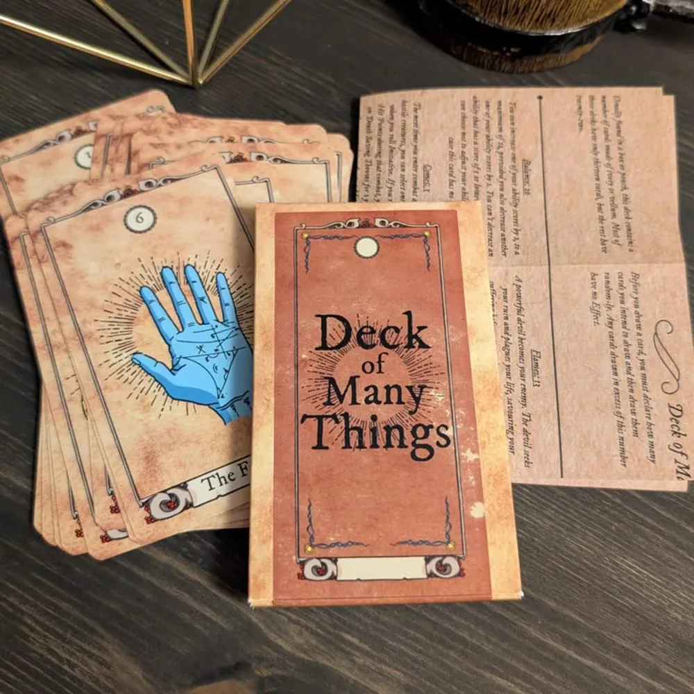 Baralho de muitas coisas estilo vellum 12x7cm tamanho aventuras inspiradas fantasia roleplay acessórios de mesa rpg com cartão ilustrado — image 1