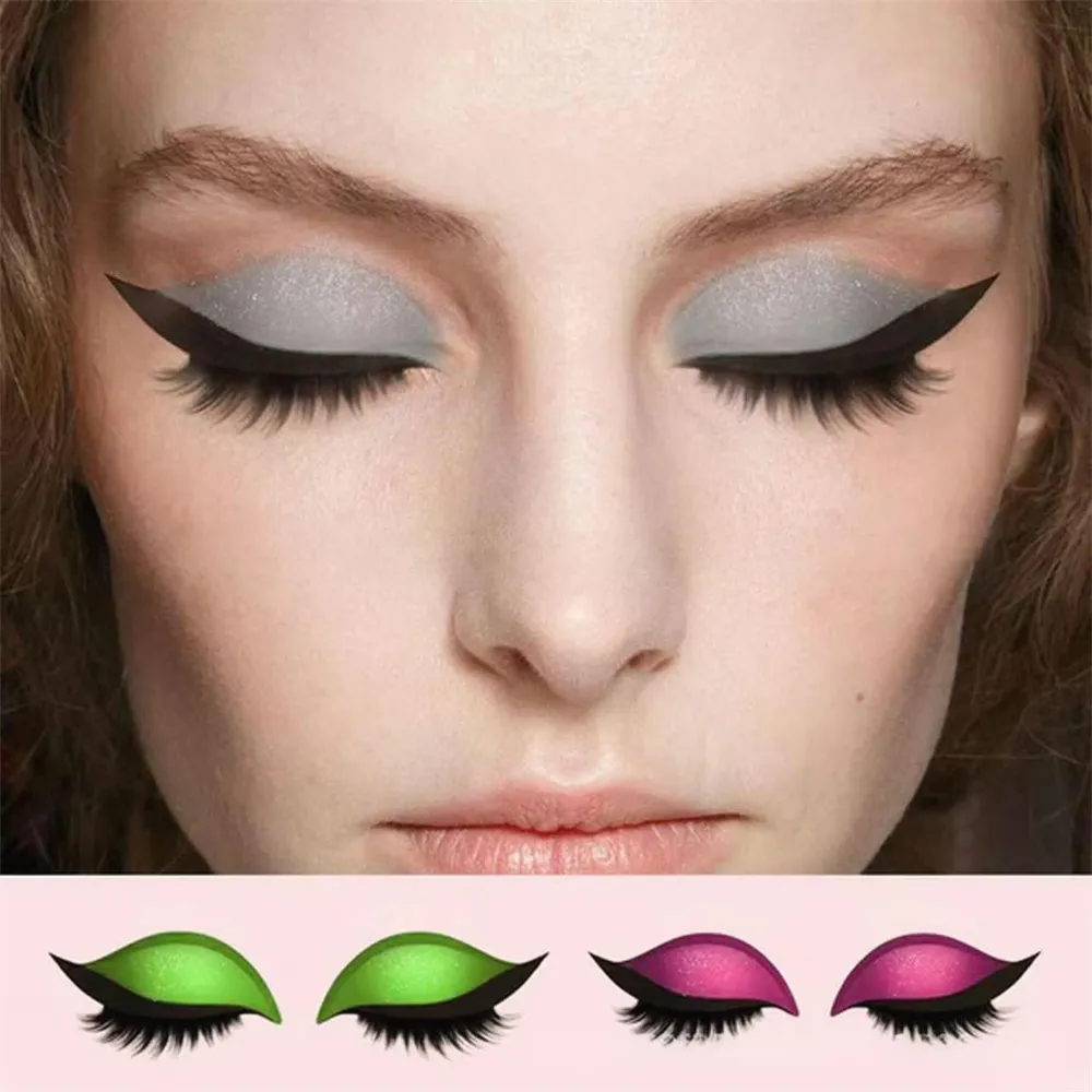 Reutilizável 1 par preguiçoso sombra de olho cílios remendo 2-em-1 adesivo de maquiagem dos olhos com cílios postiços & sombra à prova dwaterproof água ferramentas cosméticas