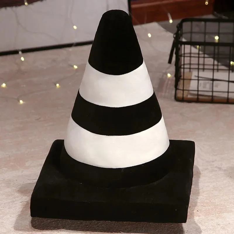 Simulação cone de tráfego travesseiro de pelúcia criativo roadblock brinquedo de pelúcia construção cone sinal almofada boneca crianças meninos estrada jogo presente