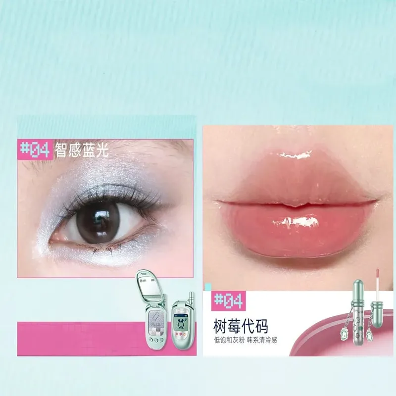 Little Ondine Conjunto de presente de maquiagem multiuso, creme bálsamo labial, delineador, lápis de sobrancelha e pó de configuração, coleção de beleza